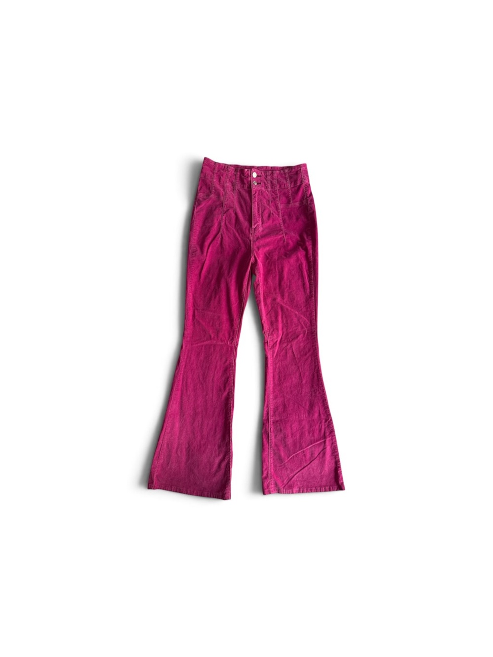 Free People We The Free Jayde High Rise Flare Corduroy Pants Fushia Pink Size 31